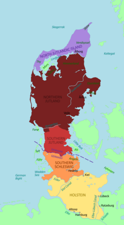 Mapa histórico de la región de Schleswig