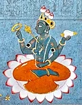 Vishnu sentado en posición de loto