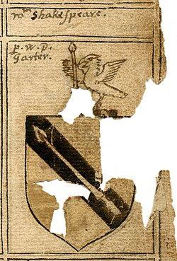 Representación visual del escudo de armas de Shakespeare