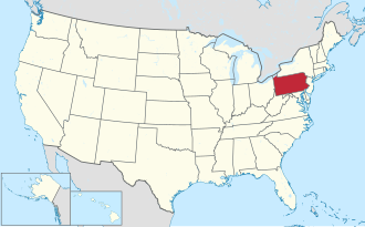 Ubicación de Pensilvania en los Estados Unidos