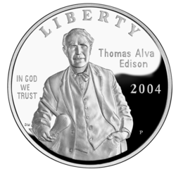 Imagen ilustrativa de Dólar de plata conmemorativo de Thomas Alva Edison