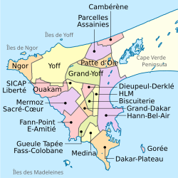 Mapa de comunas de Dakar