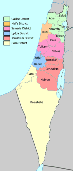 Fotografía o diagrama de Subdistrito de Tulkarm en el Mandato Británico de Palestina