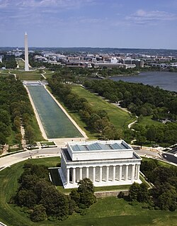 Vista aérea del Monumento a Lincoln y el Monumento a Washington
