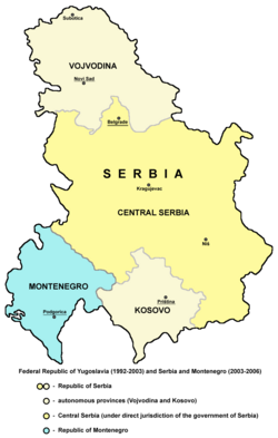 Mapa de Serbia y Montenegro